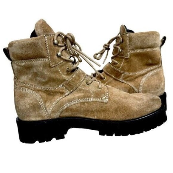 ALLSAINTS Paulina Suede Buckle Moto Combat Boot $349 US 9 EU39 Desert Tan - Picture 6 of 11